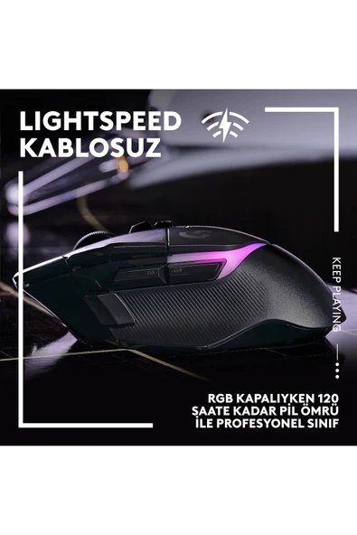 logitech G G502 X Plus Kablosuz HERO 25K Sensörlü RGB Aydınlatmalı Oyuncu Mouse, Siyah 910-006163 - Resim 3