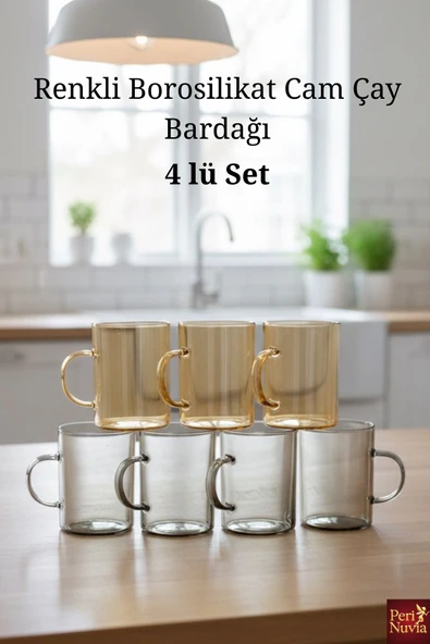 Modern Renkli Borosilikat Çay Bardağı Isıya Dayanıklı Premium Cam ürün görseli 1