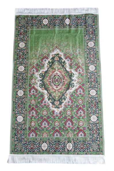 İpeksi Dokulu Çantalı Kadife Seccade - Rumi Motifli, Pratik, Taşınabilir - Açık Yeşil - Resim 6