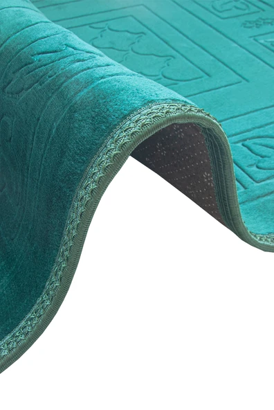 Yumuşak Kadife Dokulu Peluş Seccade Yeşil - Resim 4