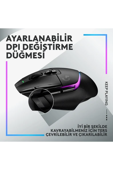 logitech G G502 X Plus Kablosuz HERO 25K Sensörlü RGB Aydınlatmalı Oyuncu Mouse, Siyah 910-006163 - Resim 6