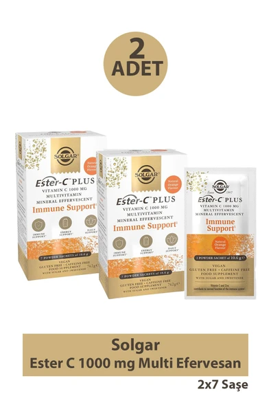 Solgar Ester C 1000 mg Multi Efervesan 7 Saşe 2 Adet ürün görseli 1