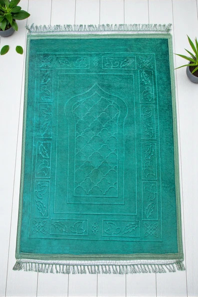 Yumuşak Kadife Dokulu Peluş Seccade Yeşil ürün görseli 1