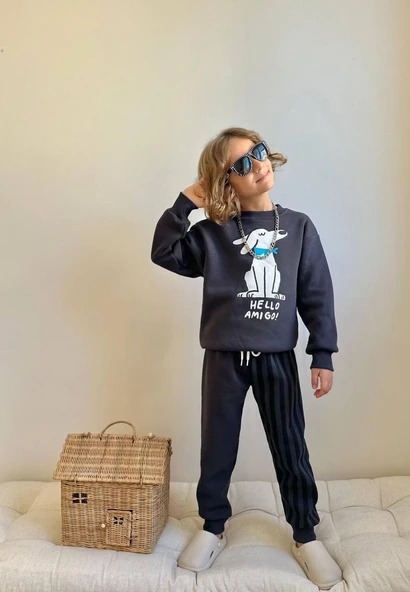 ERKEK ÇOCUK 3 İP ŞARDONLU AMIGO EŞOFMAN TAKIMI - Resim 7