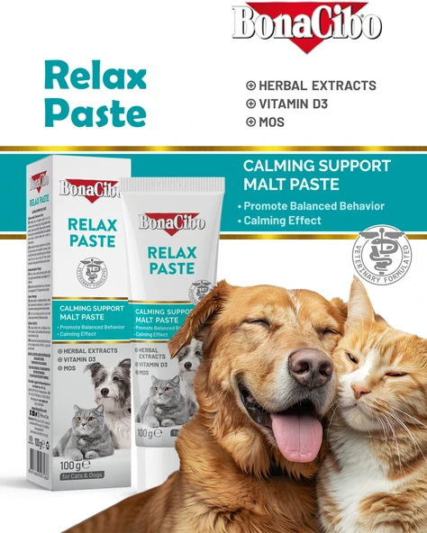 Bonacibo Relax Paste Yetişkin Kedi ve Köpekler için Sakinleştirici Malt Macun 100 ml ürün görseli 1