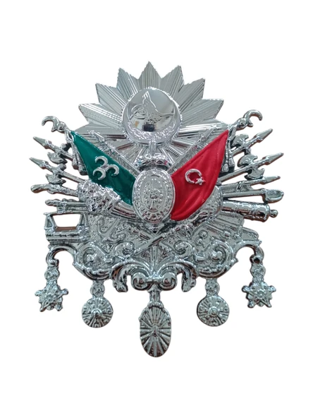 Osmanlı Devlet Arması Vidalı Kabartma Logo Büyük 12x11cm Krom ürün görseli 1