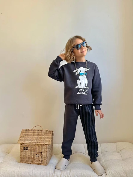 ERKEK ÇOCUK 3 İP ŞARDONLU AMIGO EŞOFMAN TAKIMI - Resim 8