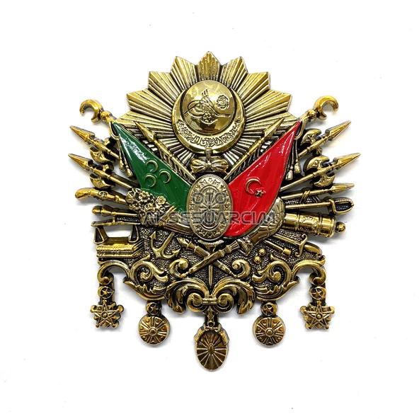 LG-NKT506 - Osmanlı Devlet Arması Kabartma Logo Vidalı Büyük 12x11cm Gold ürün görseli 1