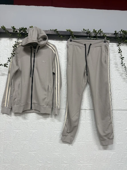 Kolları Şerit Detaylı Kapüşonlu Eşofman Takımı - Resim 2