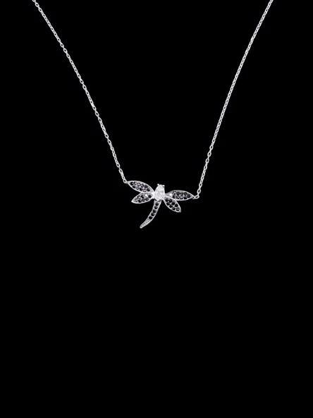 ? Dragonfly (Yusufçuk) Tasarımlı 925 Ayar İthal Gümüş Kolye — Zarif Doğanın Dokunuşu ürün görseli 1