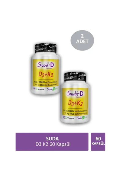 Suda Vitamin D3+K2 Vitamini 60 Kapsül 2 Adet ürün görseli 1