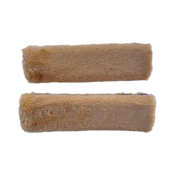 Peluş Seyahat Emniyet Kemer Pedi Kılıfı 2'li Kahverengi ürün görseli 1