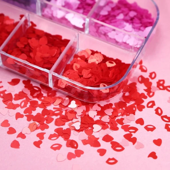 Parlak Tırnak Süsleme Folyo Pulları Kalpler ve Harfler Nail Art - Resim 4