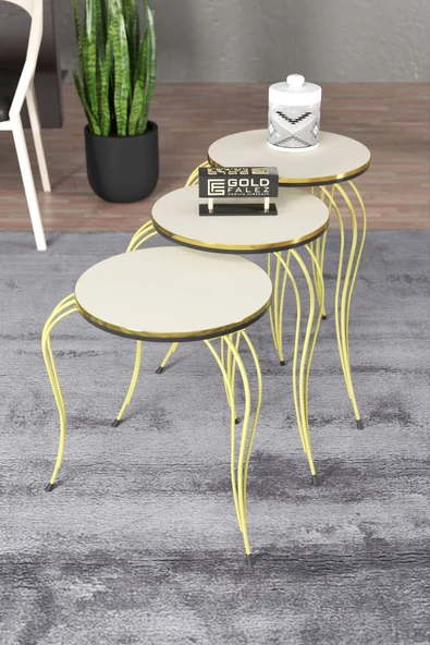 ZİGON SEHPA LÜKENS ÇİFT GOLD KREM ürün görseli 1