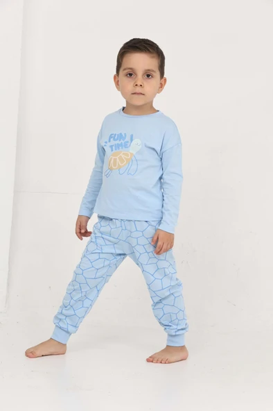 Toontoy Erkek Çocuk Kaplumbağa Baskılı Pijama Takım - Resim 5