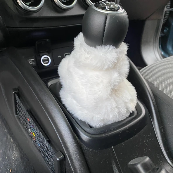 Yumuşak Peluş Vites Körüğü Vites Süsü Beyaz ürün görseli 1