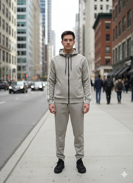 Kolları Şerit Detaylı Kapüşonlu Eşofman Takımı ürün görseli 1