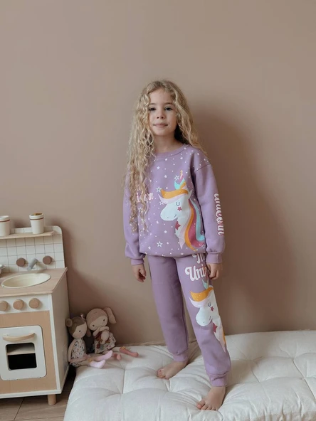 KIZ ÇOCUK UNİCORN MODELLİ 3 İPLİK TAKIM ürün görseli 1