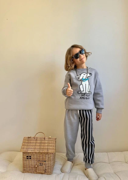 ERKEK ÇOCUK 3 İP ŞARDONLU AMIGO EŞOFMAN TAKIMI - Resim 3