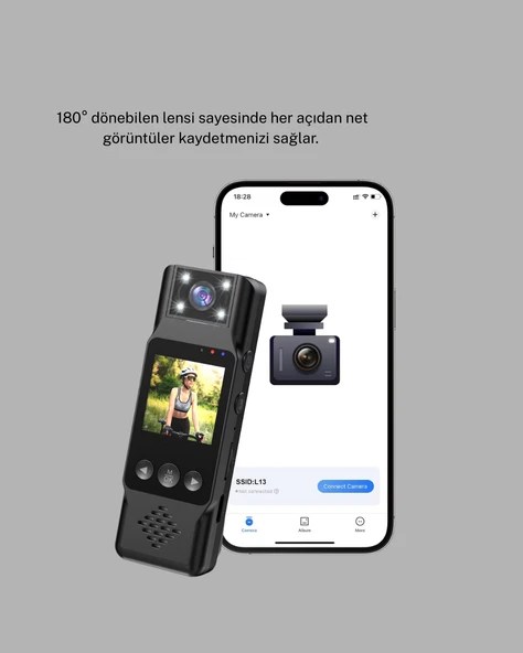Mini Güvenlik Kamerası 1080P 3MP Fotoğraf 180° Ayarlanabilir Lens USB Şarjlı - Resim 4