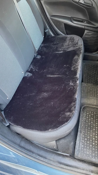 Yumuşak Tüylü Peluş Serme Oto Koltuk Koruyucu Minder Arka Siyah ürün görseli 1