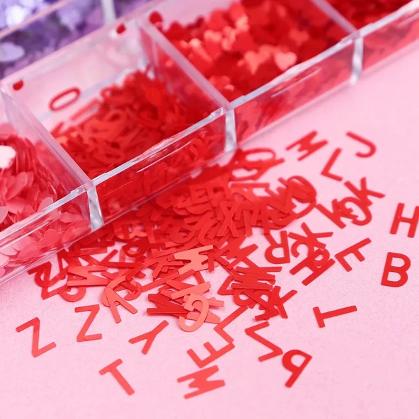 Parlak Tırnak Süsleme Folyo Pulları Kalpler ve Harfler Nail Art - Resim 5