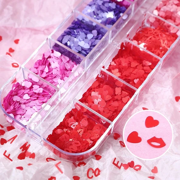 Parlak Tırnak Süsleme Folyo Pulları Kalpler ve Harfler Nail Art - Resim 3