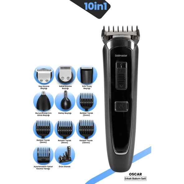 Goldmaster GM-7143 Oscar 9 in 1 Erkek Bakım Seti ürün görseli 1