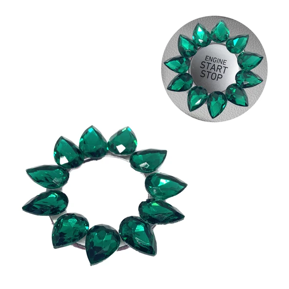 Kristal Damla Taşlı Start Stop Düğme Halkası Yeşil ürün görseli 1