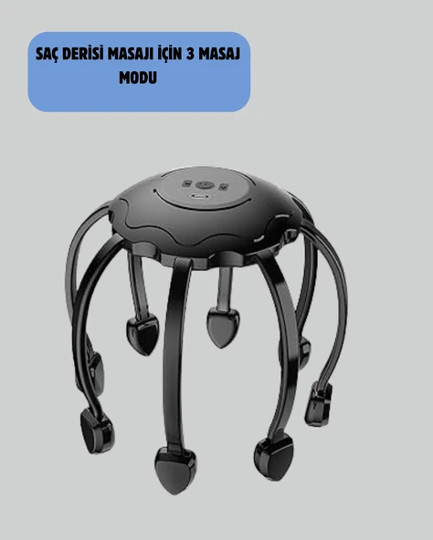 Kafa Masaj Cihazı 8 Motorlu 360 Derece Tam Kapsamlı Rahatlatıcı Masaj - Resim 3