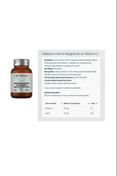 VeNatura Demir Bsg Ve Vitamin C 90 Kapsül 2 Adet - Resim 2