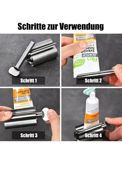 Paslanmaz Çelik Diş Macunu Sıkacağı – Manuel, Güç Gerektirmeyen Diş Macunu Dağıtıcı | Dayanıklı Metal Tasarım, Etkili Dağılım | Şık Metalik Yüzey (1 Adet) - Resim 4