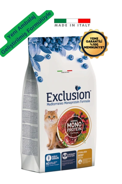 Exclusion Düşük Tahıllı Monoprotein Sığır Etli Ve Narlı Kısırlaştırılmış Kedi Maması 12 Kg ürün görseli 1