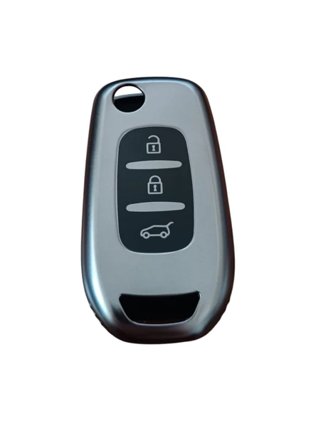 Renault Megane 4 / Clio 5  Anahtar Uyumlu Silikon Oto Anahtar Kumanda Kabı Kılıf Füme ürün görseli 1