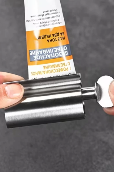 Paslanmaz Çelik Diş Macunu Sıkacağı – Manuel, Güç Gerektirmeyen Diş Macunu Dağıtıcı | Dayanıklı Metal Tasarım, Etkili Dağılım | Şık Metalik Yüzey (1 Adet) - Resim 5