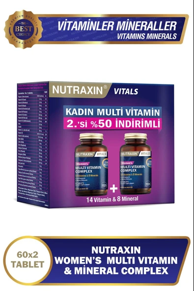 Nutraxin Womens Multivitamin Mineral Complex 60 Tablet 2 Adet Kofre ürün görseli 1