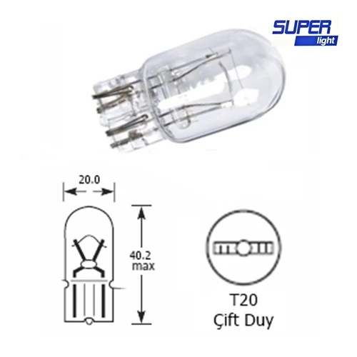 Super Light T20 Dipsiz Halojen Park Ampulü Çift Duy 1 Adet ürün görseli 1