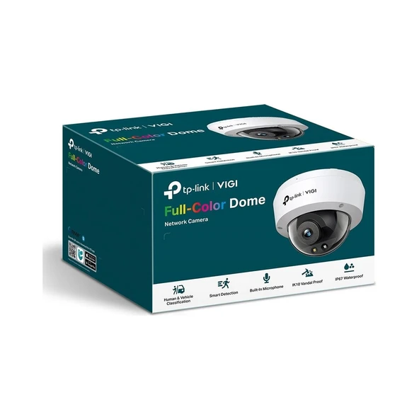 TP-Link VIGI C240 (4mm) 4MP Full-Color Dome IP Kamera / H.265+, PoE/DC, IP67, Dahili Mikrofon ve Hoparlör, SD, LED - Resim 3