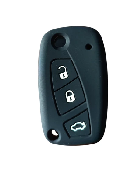 Fiat Doblo Fiorino Linea 3 Butonlu Anahtar Uyumlu Silikon Oto Anahtar Kumanda Kabı Kılıf Siyah ürün görseli 1