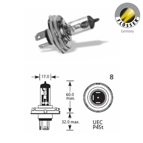 Flösher H4 Halojen Far Ampülü 12 Volt 60/55 Watt ürün görseli 1