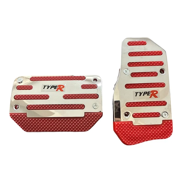 Universal Otomatik Metal Pedal Seti 2 Parça Krom Kırmızı ürün görseli 1