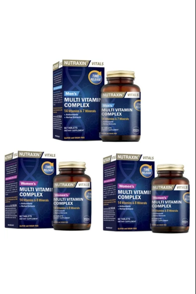 Nutraxin Multıvıtamın Mineral Kadın*2 Adet+Nutraxin Multivitamin Mineral Complex Erkek ürün görseli 1