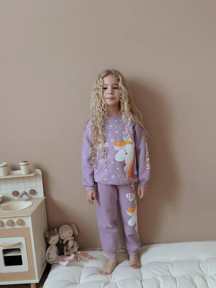 KIZ ÇOCUK UNİCORN MODELLİ 3 İPLİK TAKIM - Resim 2