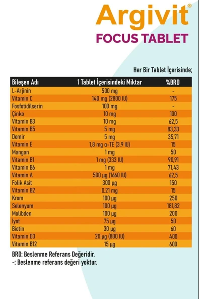 Argivit Focus 30 Tablet 10 Adet - Resim 5