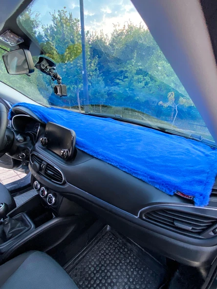 Yumuşak Tüylü Oto Torpido Bagaj Üstü Örtü Peluş Halı Mavi 130x40cm ürün görseli 1