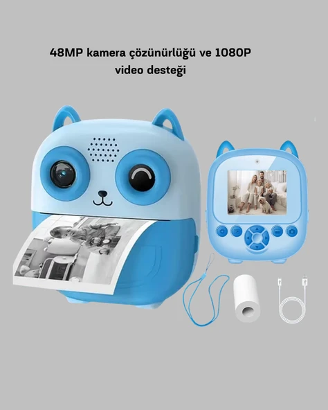 Çocuklar İçin Dijital Kamera Termal Yazıcı 48MP Çift Kamera 1300mAh Batarya - Resim 4