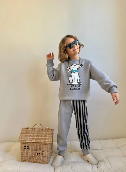 ERKEK ÇOCUK 3 İP ŞARDONLU AMIGO EŞOFMAN TAKIMI - Resim 2