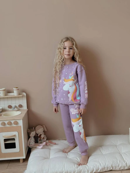 KIZ ÇOCUK UNİCORN MODELLİ 3 İPLİK TAKIM - Resim 4