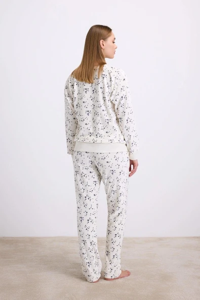 MDB MdbShop Yıldız Desenli Tencel Pamuklu 2li Pijama Takımı - Resim 2