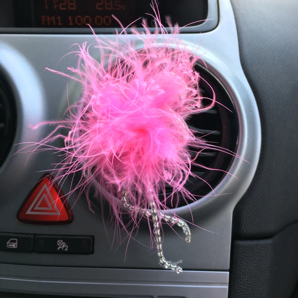 Flamingo Gümüş Pleksi Taşlı Havalandırma Klips Oto Kokusu Pembe ürün görseli 1
